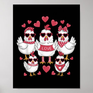 Affiche Poulet Valentines Day Love Valentine Coeurs mignon