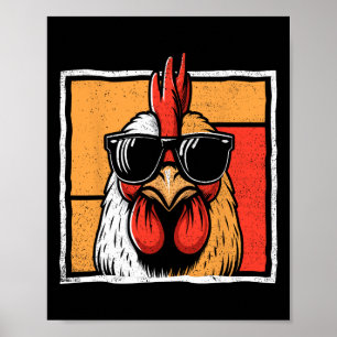 Affiche Poulet Vintage Drôle Coq Agricole Poulet Faisceau