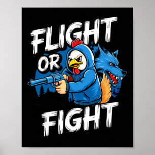 Affiche Poulet voyou en colère Vol ou réaction de combat D