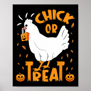 Affiche Poulets D'Halloween Ou Traite Drôle Halloween C