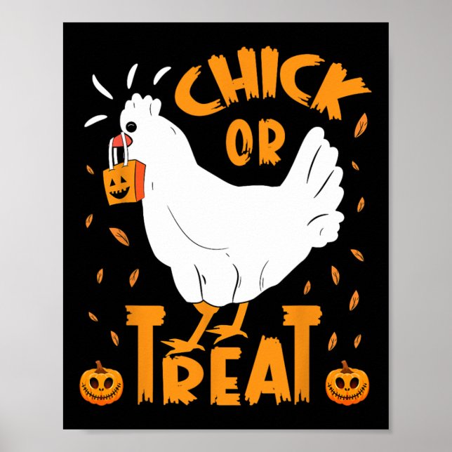 Affiche Poulets D'Halloween Ou Traite Drôle Halloween C (Devant)