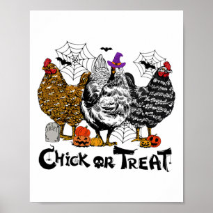 Affiche Poulets D'Halloween Ou Treat Pum De Saison Éffraya