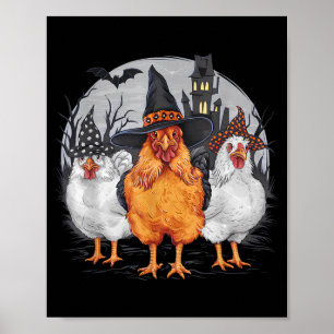 Affiche Poulets drôles d'Halloween Sorcière Saison Sombre