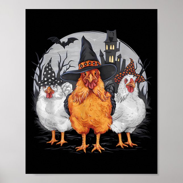Affiche Poulets drôles d'Halloween Sorcière Saison Sombre (Devant)