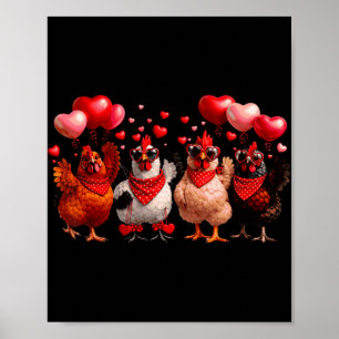 Affiche Poulets Drôles Et Fermes Animaux Cœurs Heureux Val