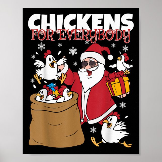 Affiche Poulets Pour Tout Le Monde Drôle Poulet De Noël (Devant)