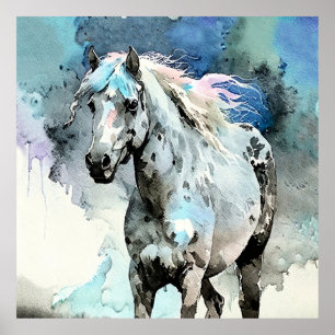 Affiche Pouliche Appaloosa fringante Aquarelle