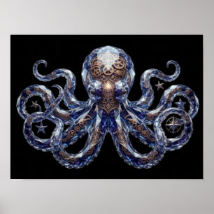 Affiche Poulpe Steampunk Cristallin
