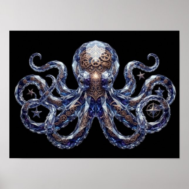 Affiche Poulpe Steampunk Cristallin (Devant)