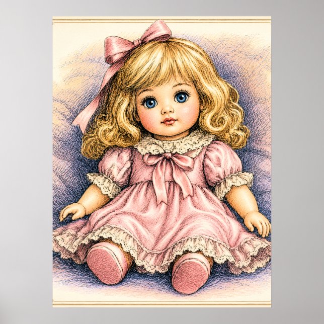 Affiche Poupée ancienne vintage (Devant)