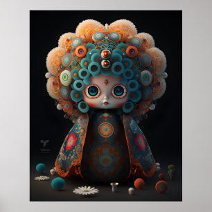 Affiche Poupée Anime colorée 3D - Takashi Murakami