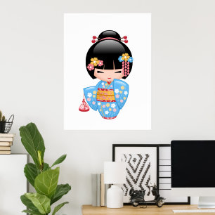 Affiche Poupée de Maiko Kokeshi - fille de geisha