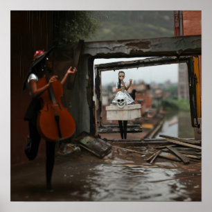 Affiche Poupée du crâne Healing Basse Witchy AI Art Matte