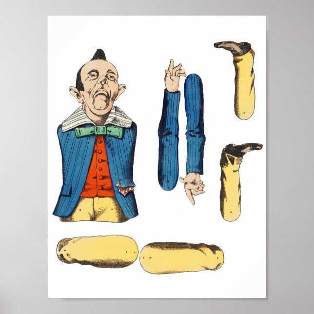 Affiche poupée en papier vieil homme bizarre coupée (Devant)