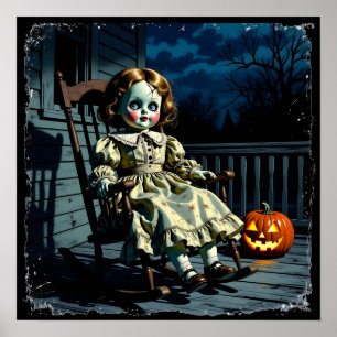 Affiche Poupée fantôme et citrouille de Halloween