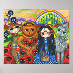 Affiche Poupée fille aux grands yeux mignons et ses amis