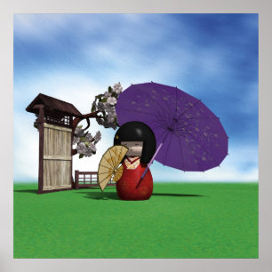 Affiche Poupée Kokeshi