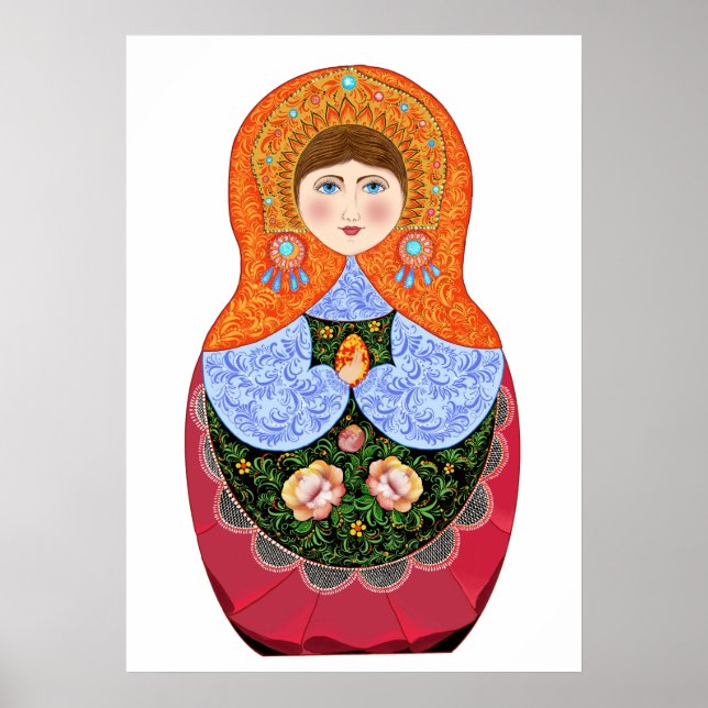 Affiche Poupée Matryoshka dans l'art populaire russe Khokh (Devant)
