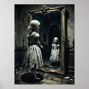 Affiche Poupée maudite dans une atmosphère de miroir d'hor