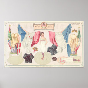 Affiche Poupée papier vintage