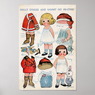 Affiche Poupée papier vintage