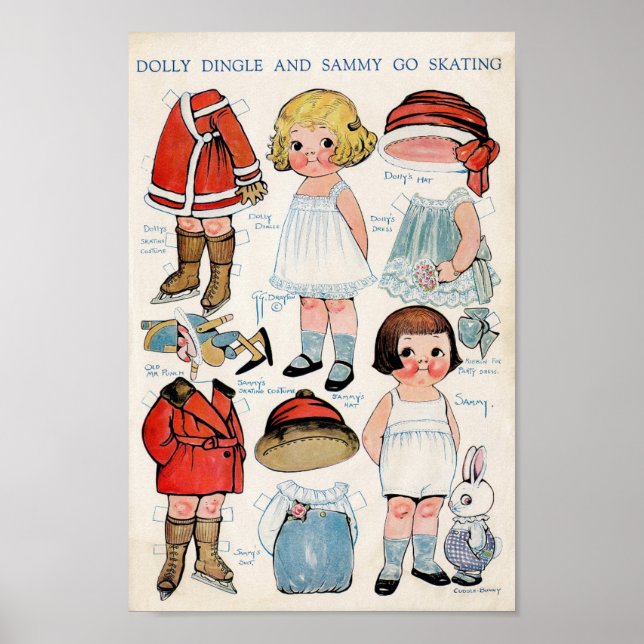 Affiche Poupée papier vintage (Devant)