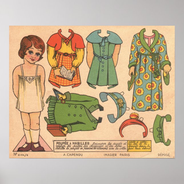 Affiche Poupée papier vintage (Devant)