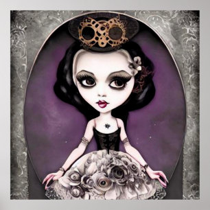 Affiche Poupée princesse vintage Steampunk