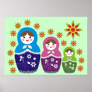 Affiche Poupée Russe Matryoshka Dans Les Tournesols Affich