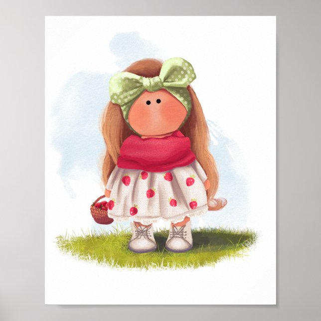 Affiche Poupée Tilda à la fraise (Devant)