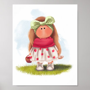 Affiche Poupée Tilda fraise