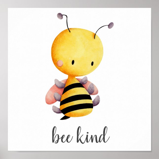 Affiche Pouponnière d'abeilles jaune rose (Devant)