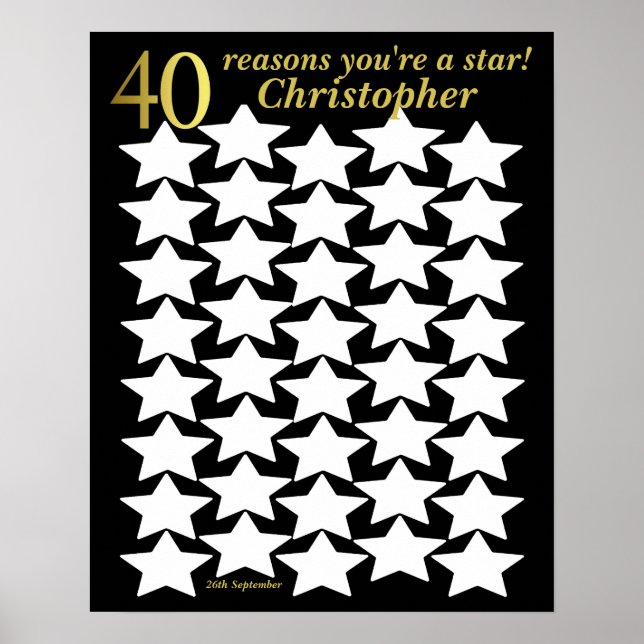Affiche pour 40e anniversaire - 40 raisons pour le (Devant)