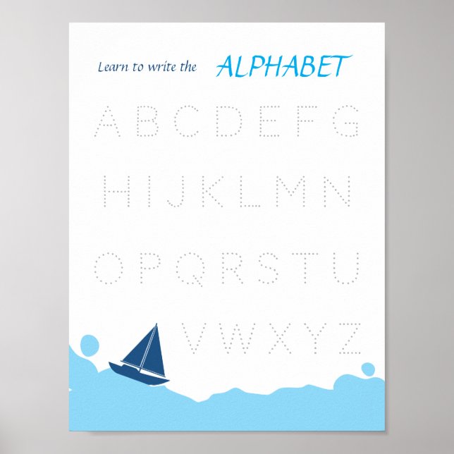 Affiche pour apprendre à écrire l'alphabet pour le (Devant)