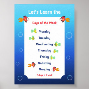 Affiche pour apprendre les jours de la semaine pou
