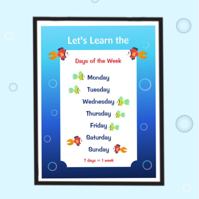 Affiche pour apprendre les jours de la semaine pou (Créateur téléchargé)