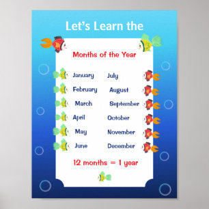Affiche pour apprendre les mois de l'année pour le