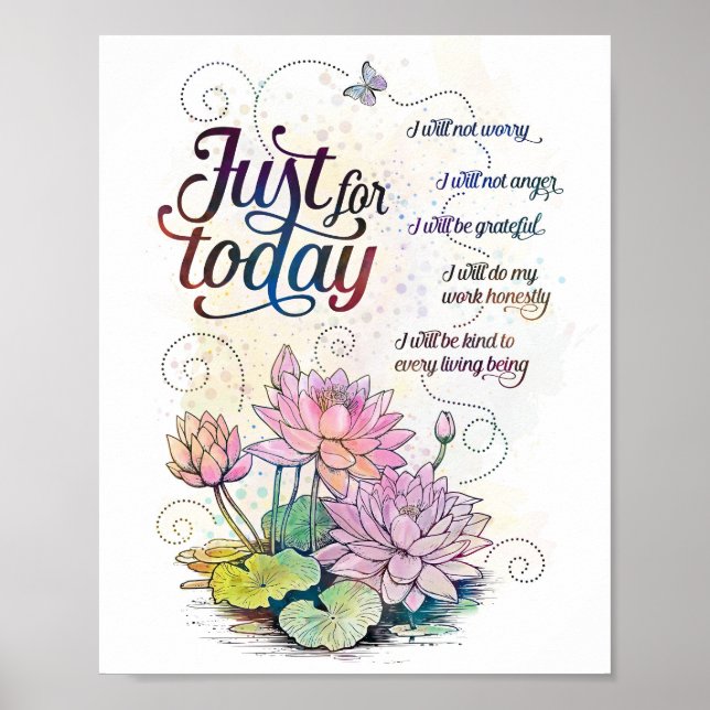 Affiche Pour aujourd'hui Reiki Principes préceptes (Devant)