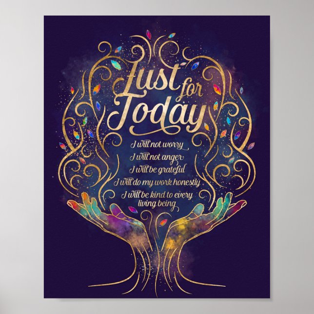 Affiche Pour aujourd'hui Reiki Principes préceptes (Devant)