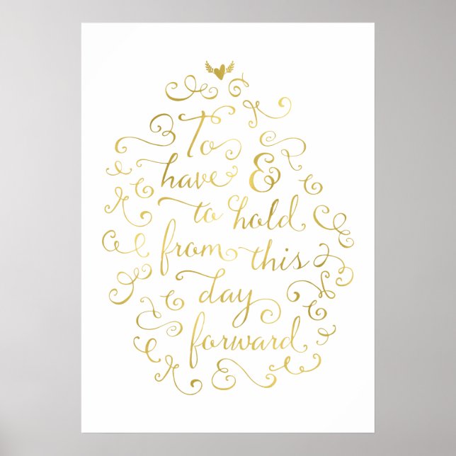 Affiche Pour avoir et tenir des Vows Mariages Gold Calligr (Devant)