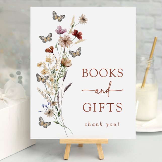 Affiche pour Baby Shower Cadeaux Papillon en Terra (Terracotta Butterfly Gifts Baby Shower Poster by Painted Paperie
)