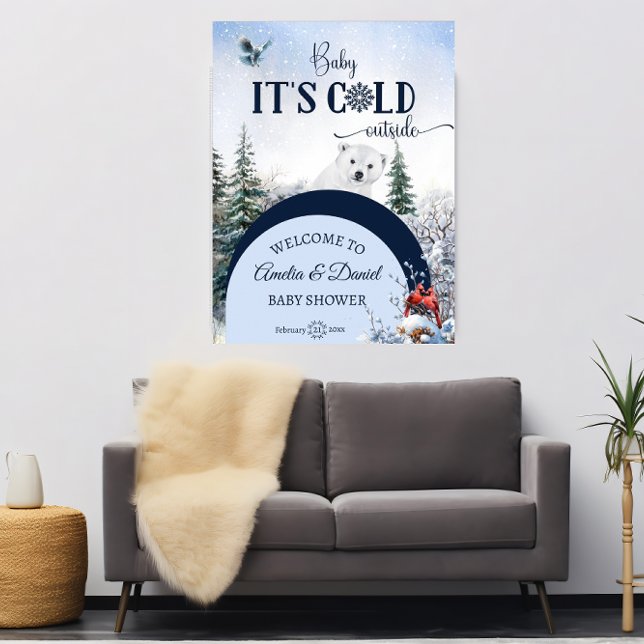 Affiche pour Baby Shower d'hiver Ours Polaire & Ca (Créateur téléchargé)