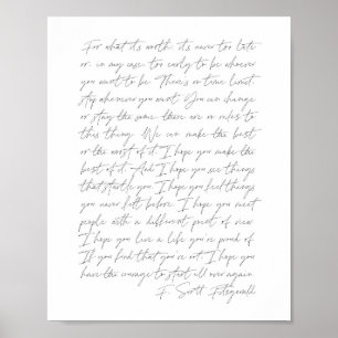 Affiche Pour ce que ça vaut...F. Script Scott Fitzgerald