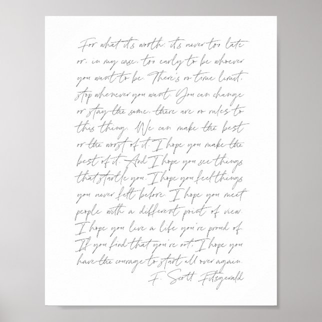 Affiche Pour ce que ça vaut...F. Script Scott Fitzgerald (Devant)