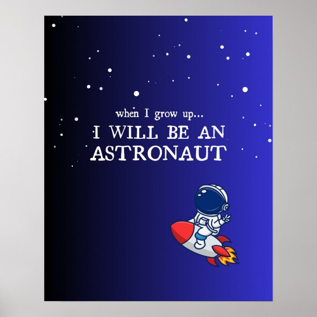 Affiche pour chambre d'enfant bleue, Astronaute, T (Devant)