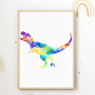 Affiche pour chambre d'enfants dinosaures couleur 
