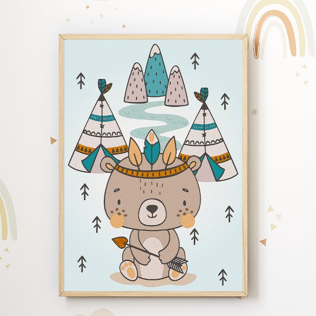 Affiche pour chambre d'enfants ours amérindien Nou (Créateur téléchargé)
