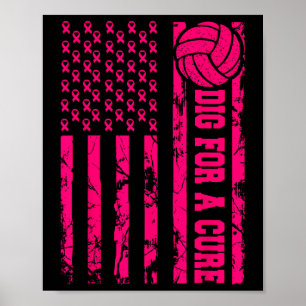Affiche Pour Cure Cancer Du Sein Volleyball Rose Américain