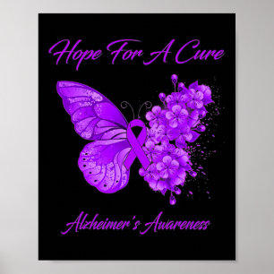 Affiche Pour Cure Papillon pourpre Alzheimer Cerveau