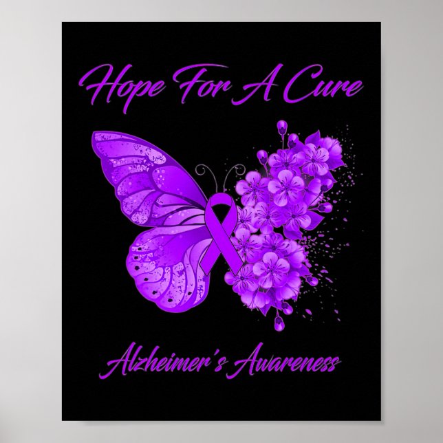 Affiche Pour Cure Papillon pourpre Alzheimer Cerveau (Devant)